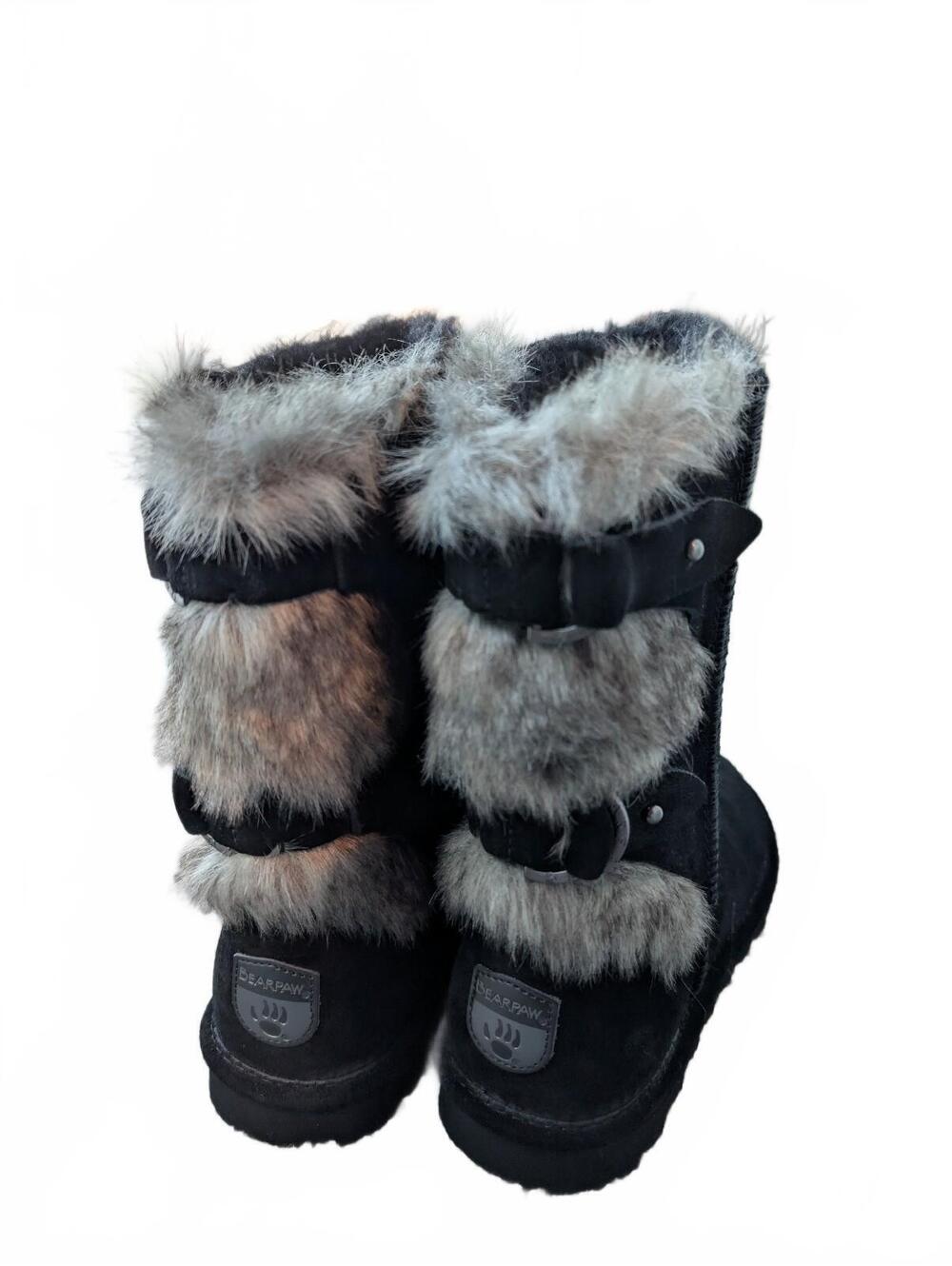 Bearpaw Eloise Women's Black Cow Suede and Faux Fur Winter Boots Size 9
